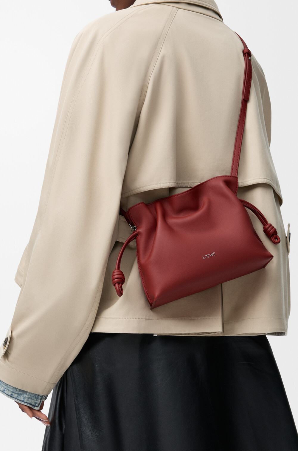 Loewe Mini Flamenco Clutch Bag In Burgundy