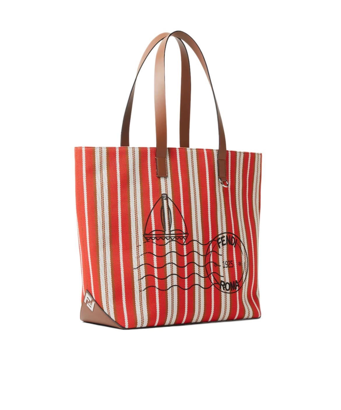 Fendi Multicolour Stripe Printed Canvas Bag