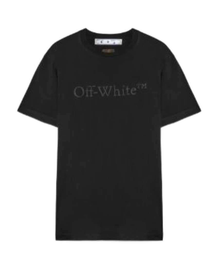 Off-white Embossed-logo Cotton T-shirt In Black