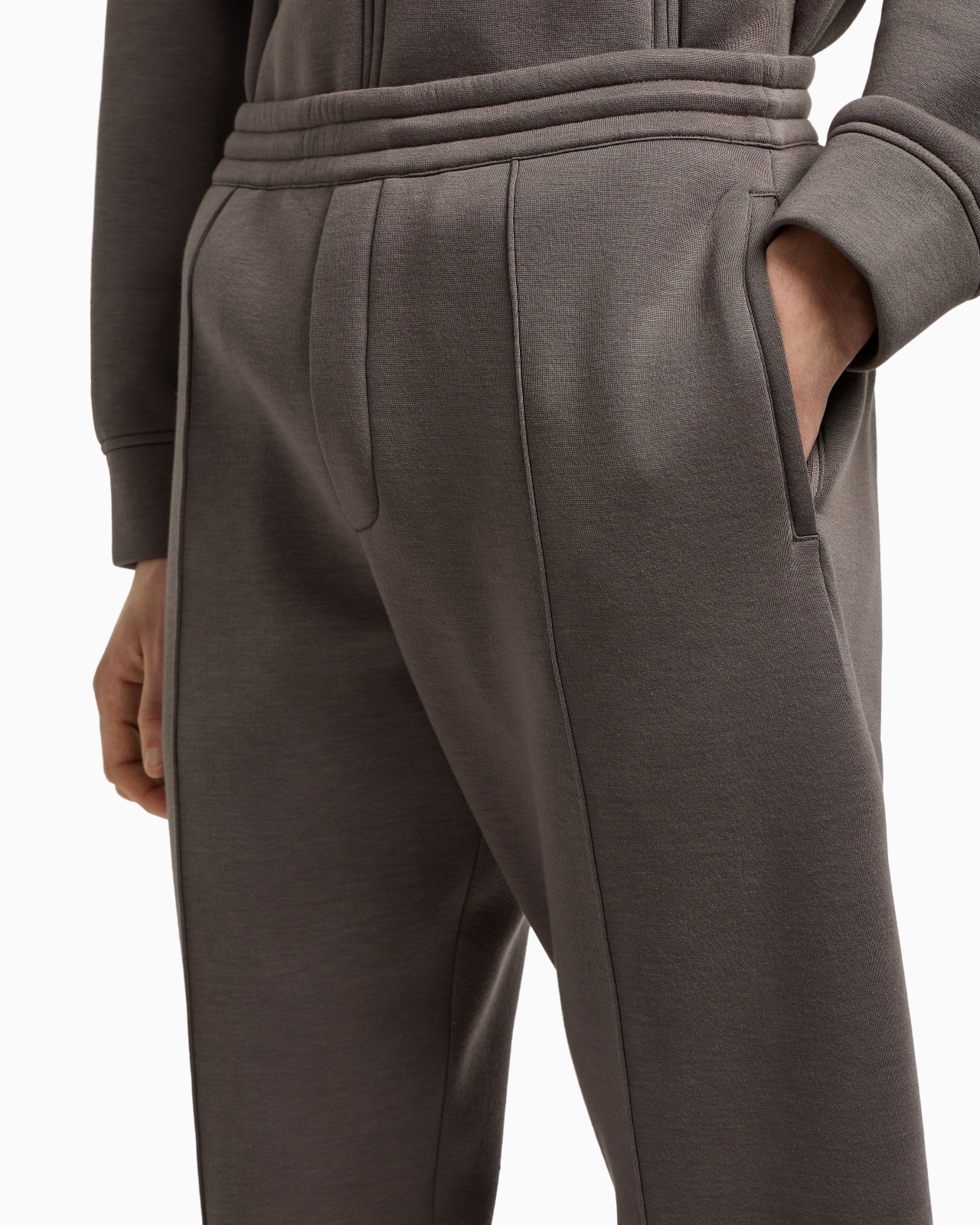 Emporio Armani Elastic Waist Sweatpants In Brown