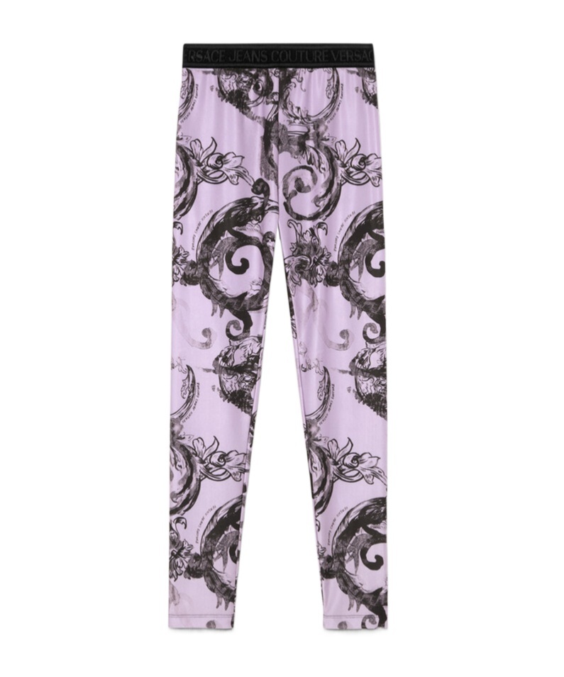 Versace Plain Knitted Leggings In Purple