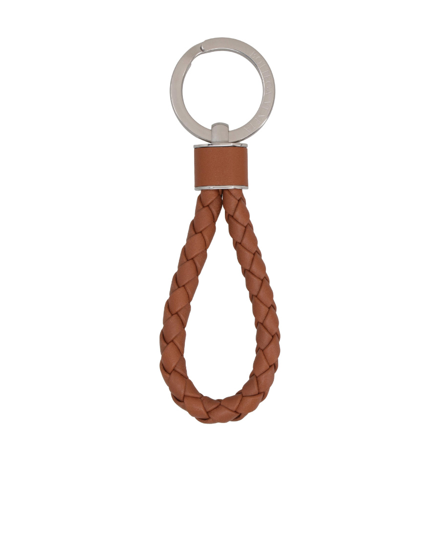 Bottega Veneta Logo Key Chain In Brown