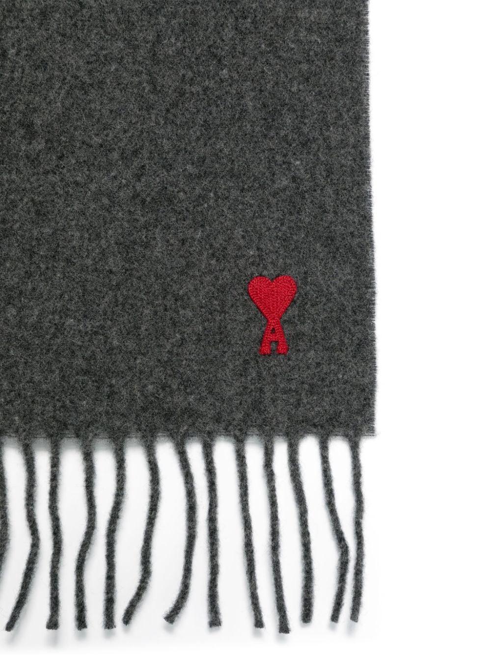 Ami Alexandre Mattiussi Grey Ami De Coeur Logo Scarf In Gray