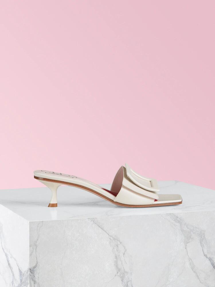 Roger Vivier Square Toe High Heel Sandals In White