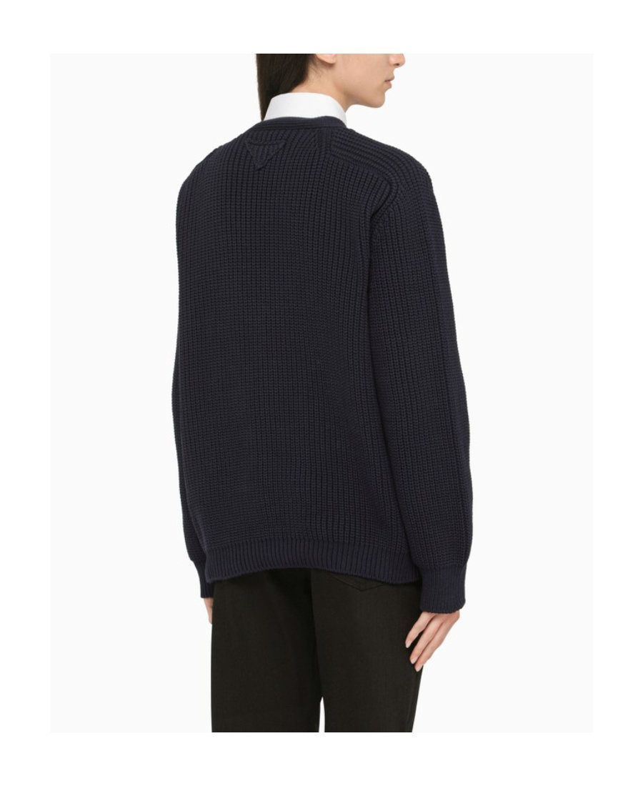 Prada Blended Knitted Cardigan In Blue