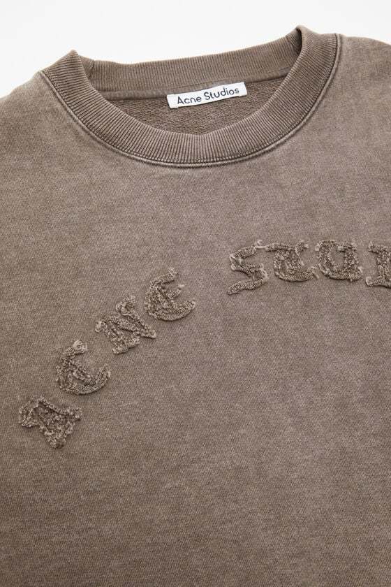 Acne Studios Round-collar Long-sleeve Hoodie In Gray