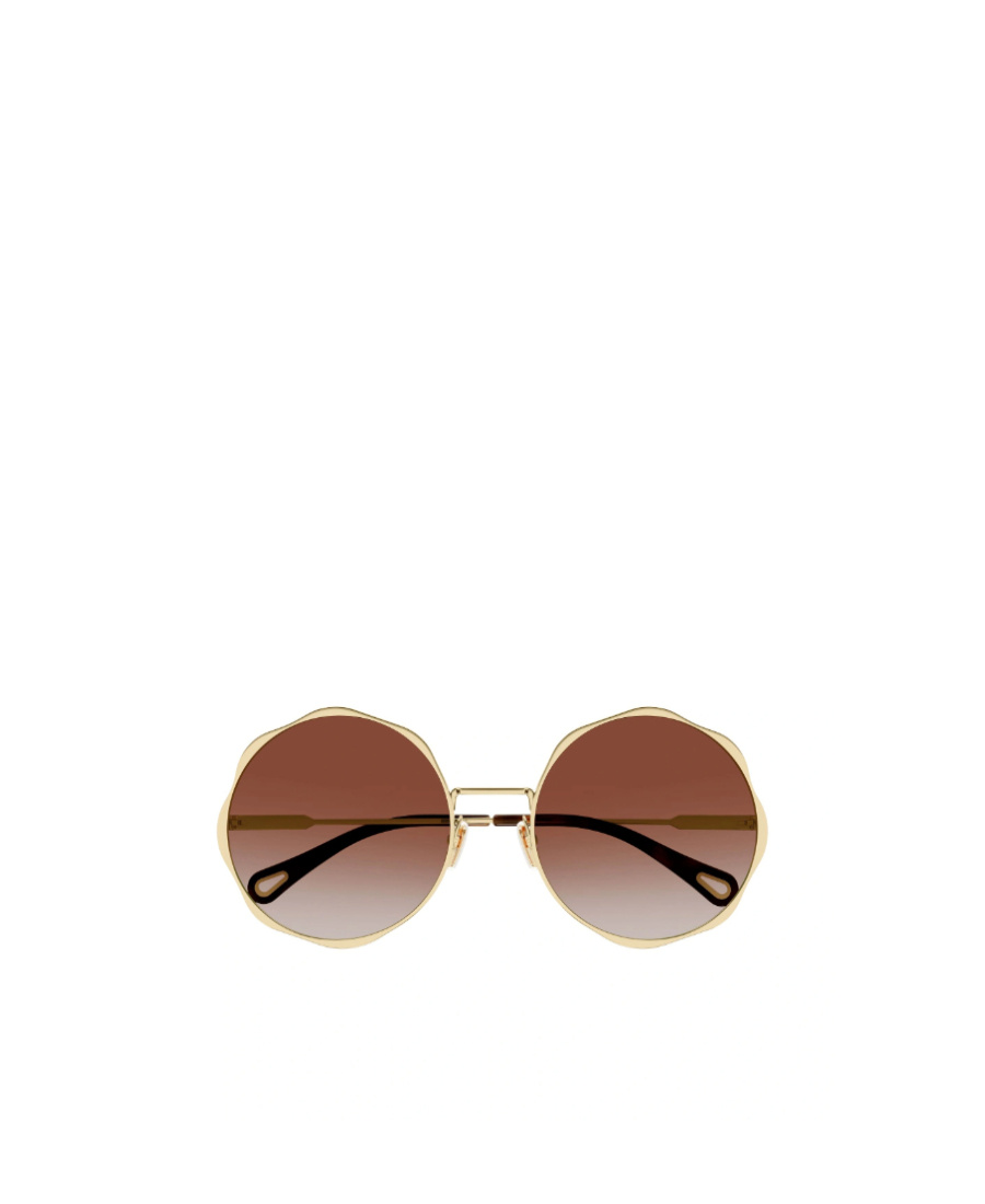 Chloé Logo-engraved Round-frame Sunglasses In Brown