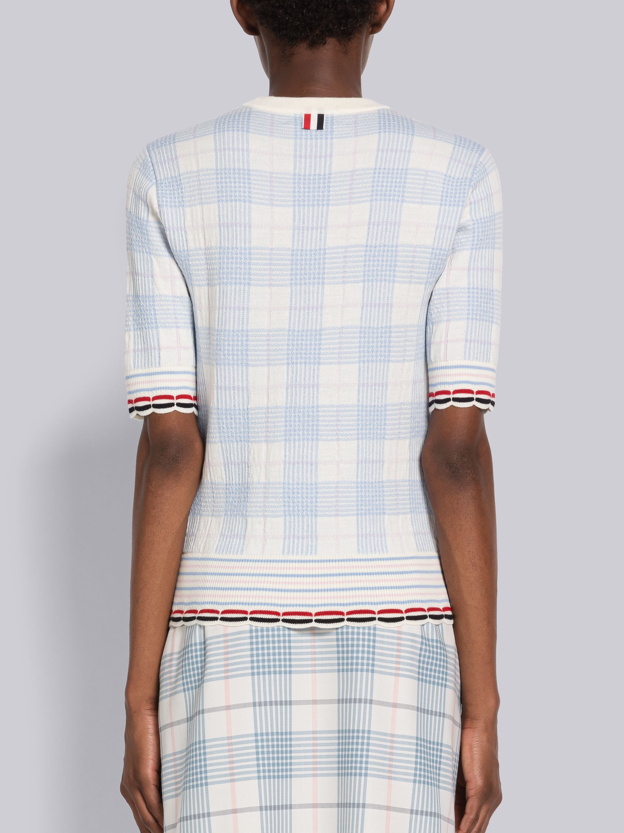 Thom Browne Check-pattern Knitted Top In White