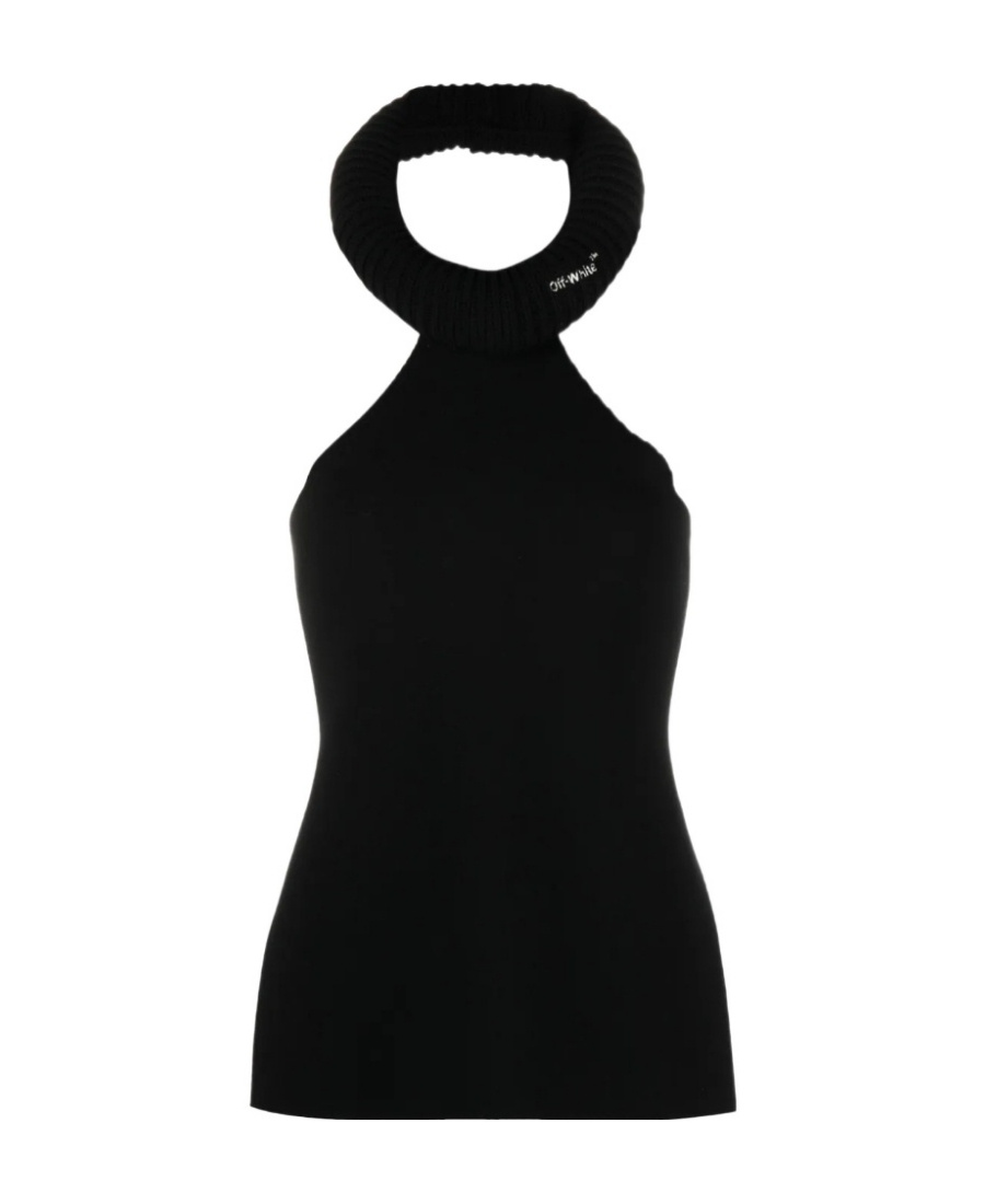 Off-white Tubular Open-back Top In Black