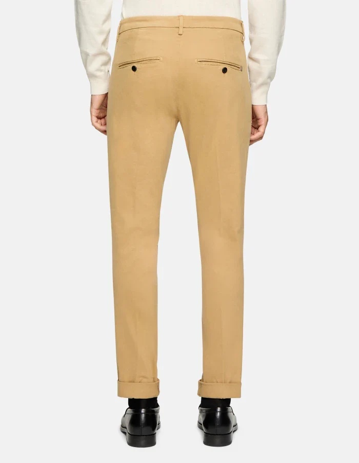 Dondup Cotton Chino Trousers With Roll-up Cuffs In Brown