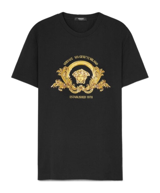 Versace Black Coupe Blason-embroidered Cotton T-shirt In Black