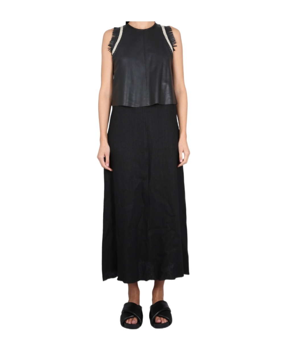 ALYSI LEATHER-TOP LONG DRESS