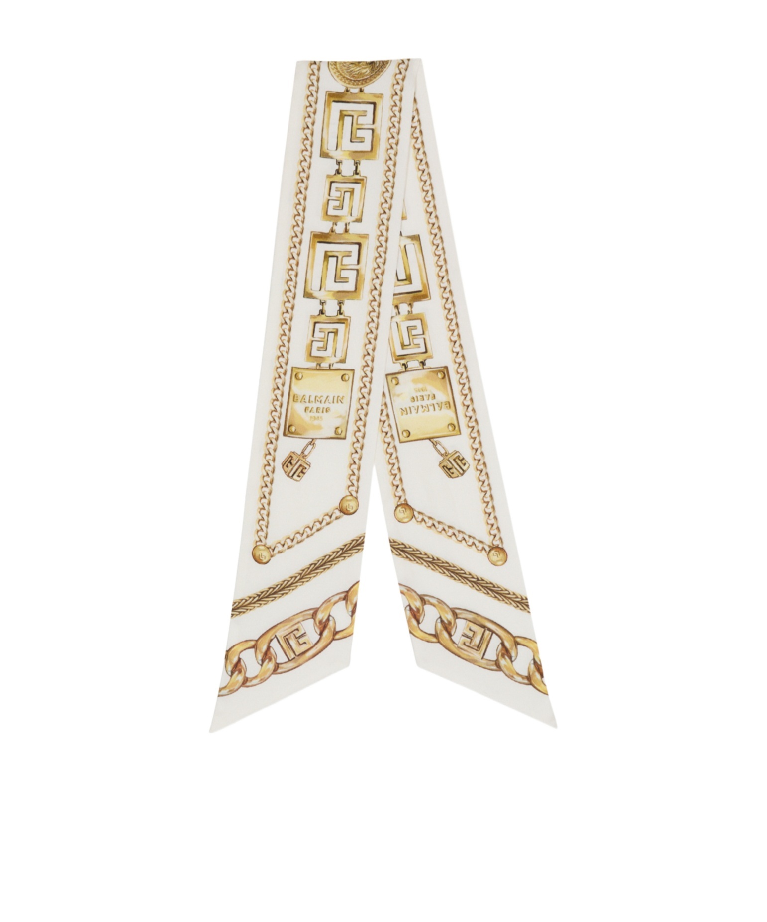 Balmain Printed Silk Bandana With Chains Pattern In Gold