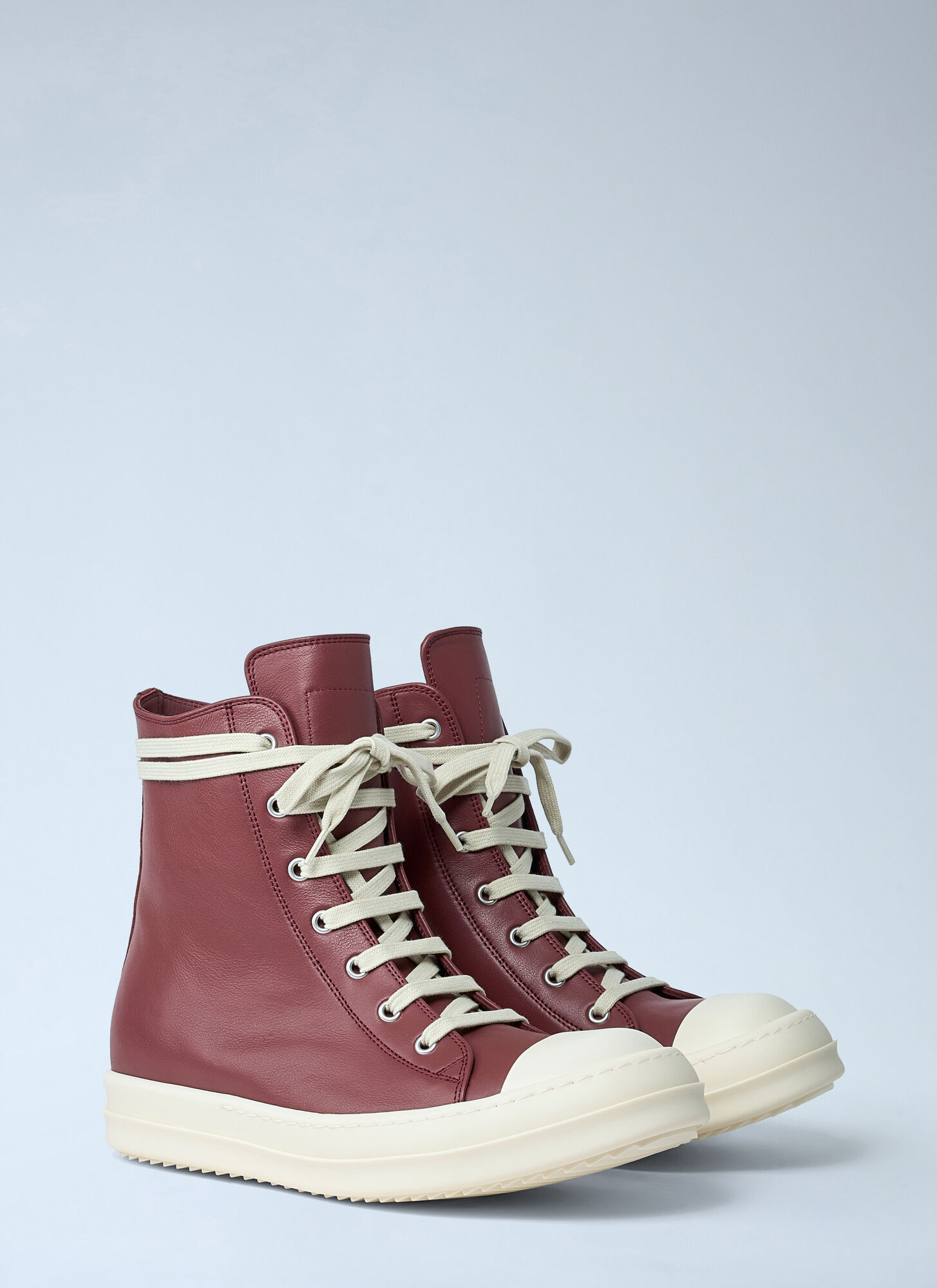 Rick Owens Round Toe High Top Casual Shoes In Red