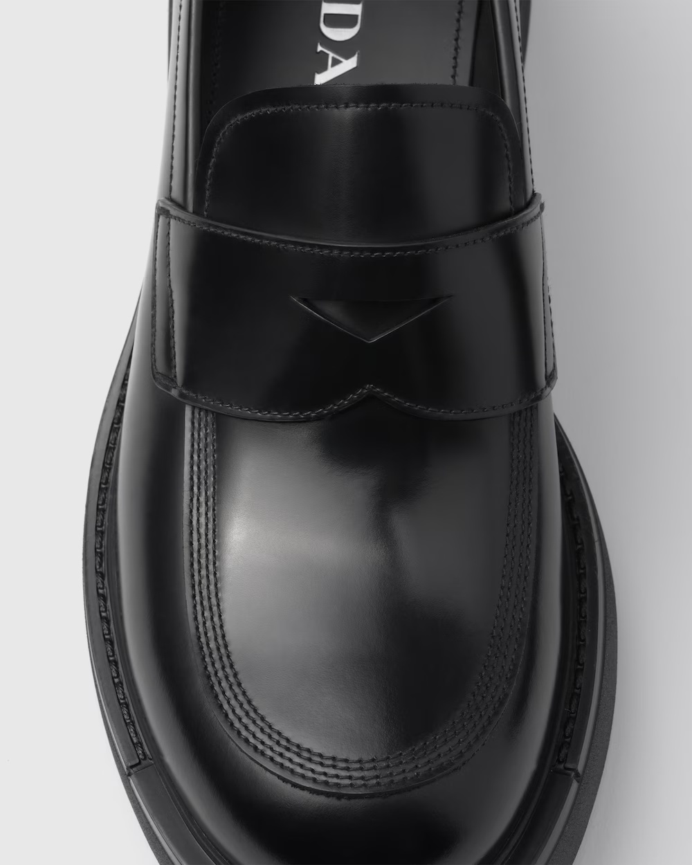 Prada Black Brushed Leather Loafer In Black