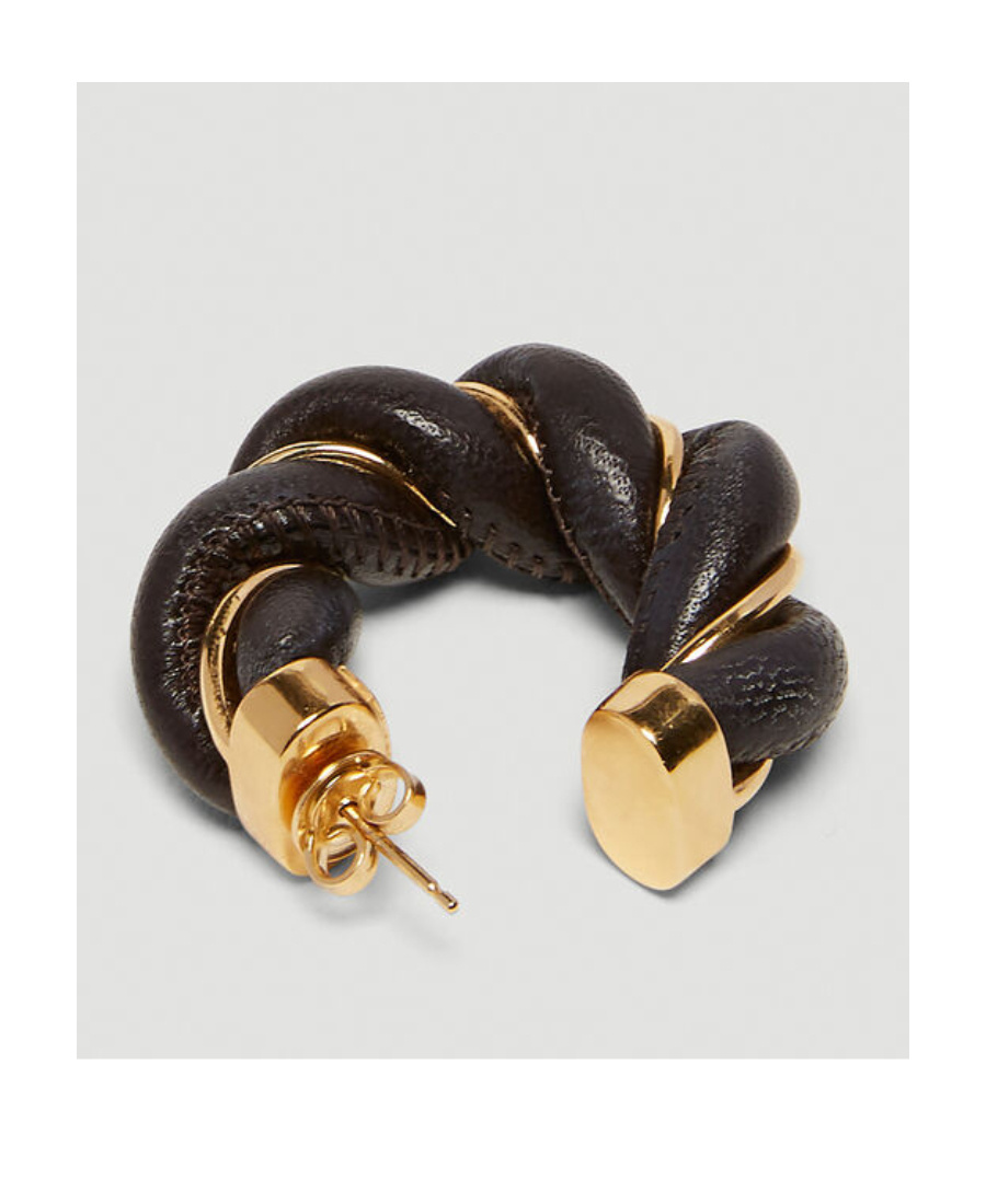 Bottega Veneta Twist Hoop Earrings In Black
