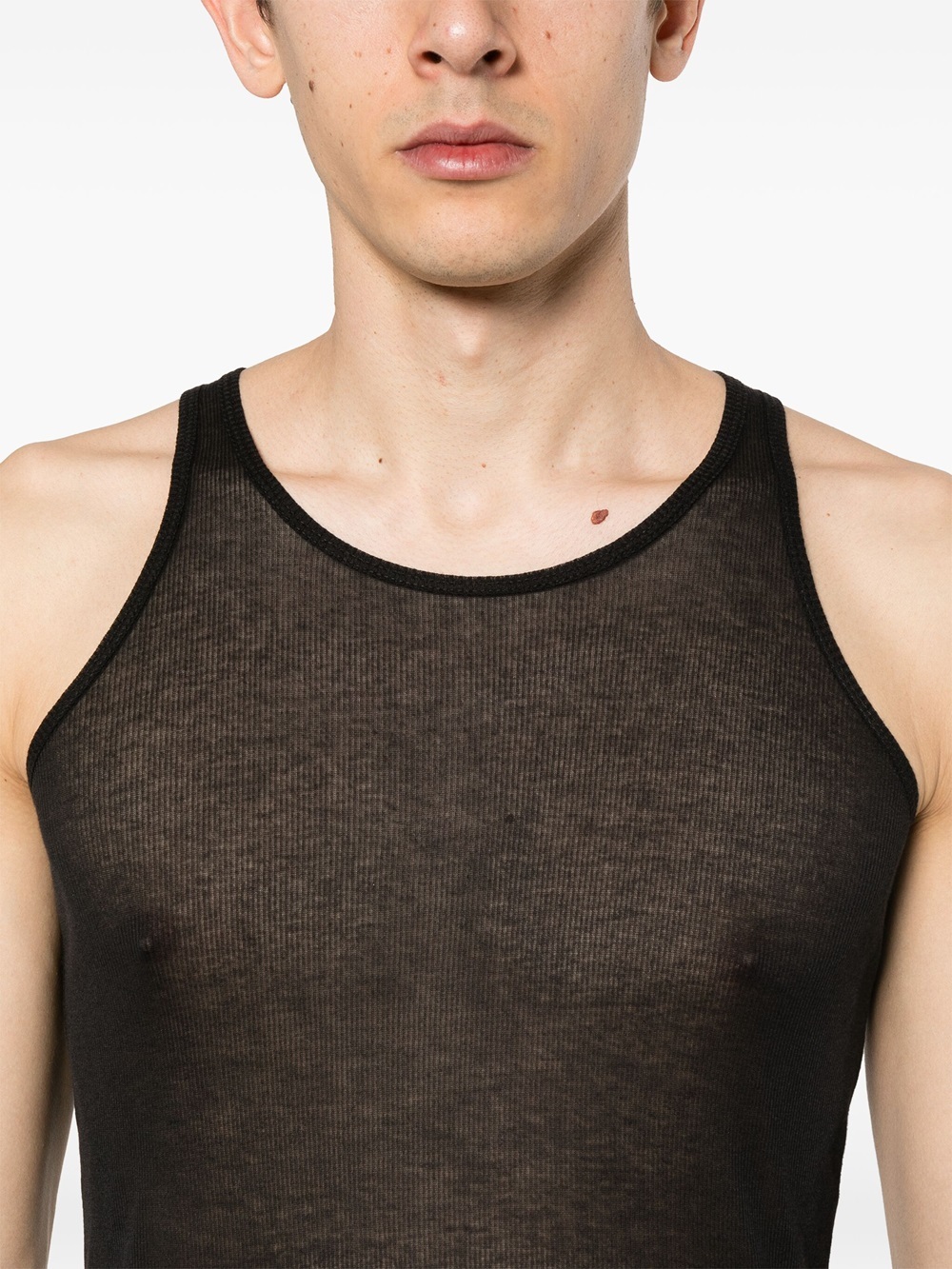 Maison Margiela Fine-ribbed Tank Top In Black