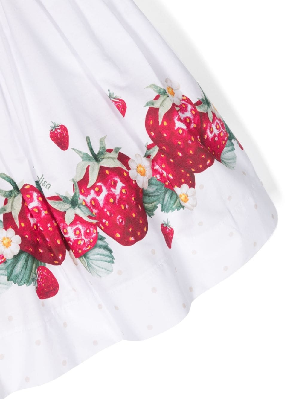 Monnalisa Strawberry-print Ruffled Asymmetric Dress In White