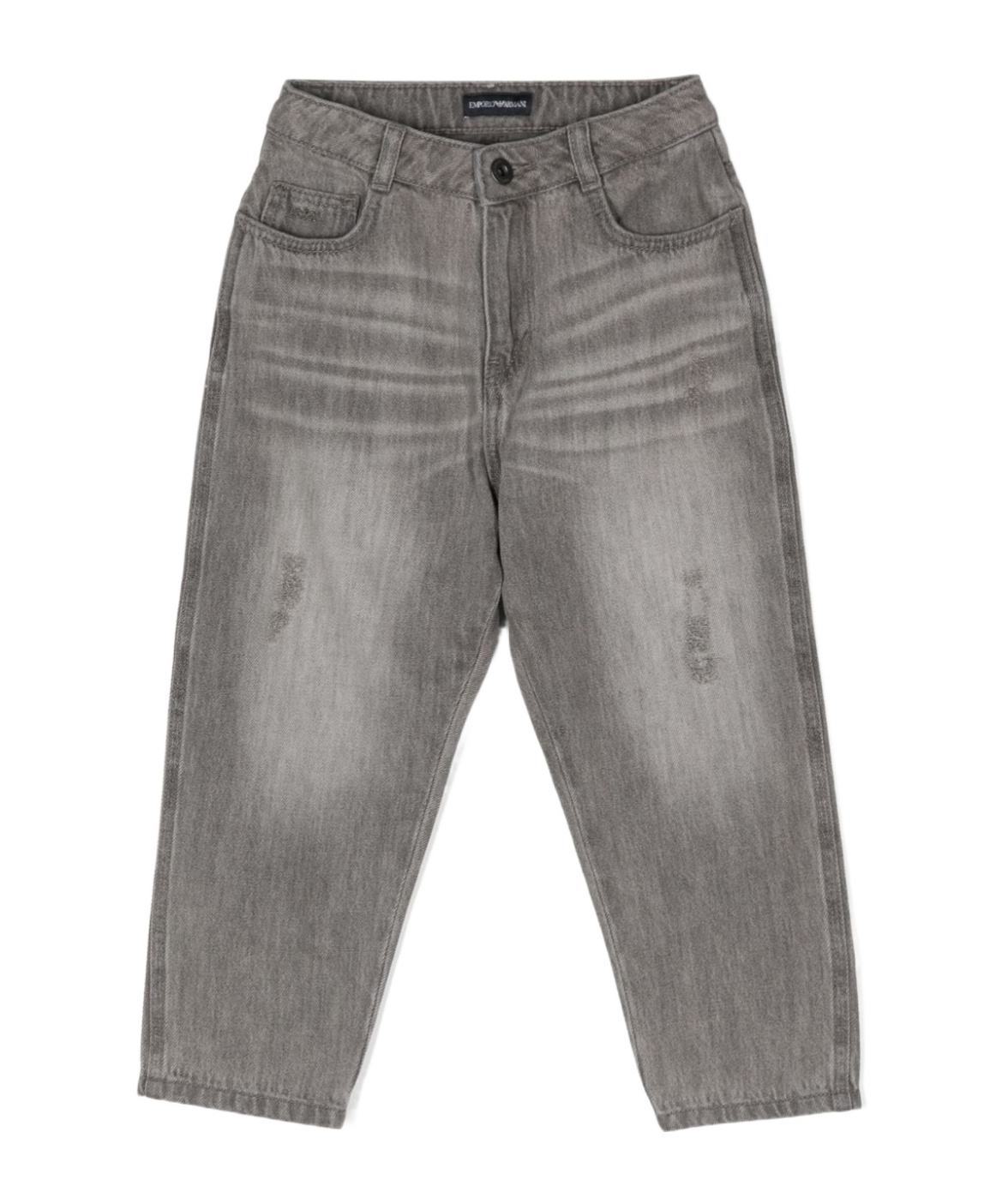Emporio Armani Distressed Tapered Jeans In Gray