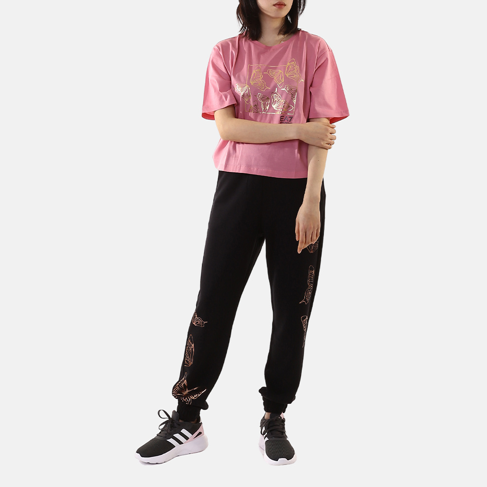 Ea7 Short-sleeved Printed T-shirt In Pink