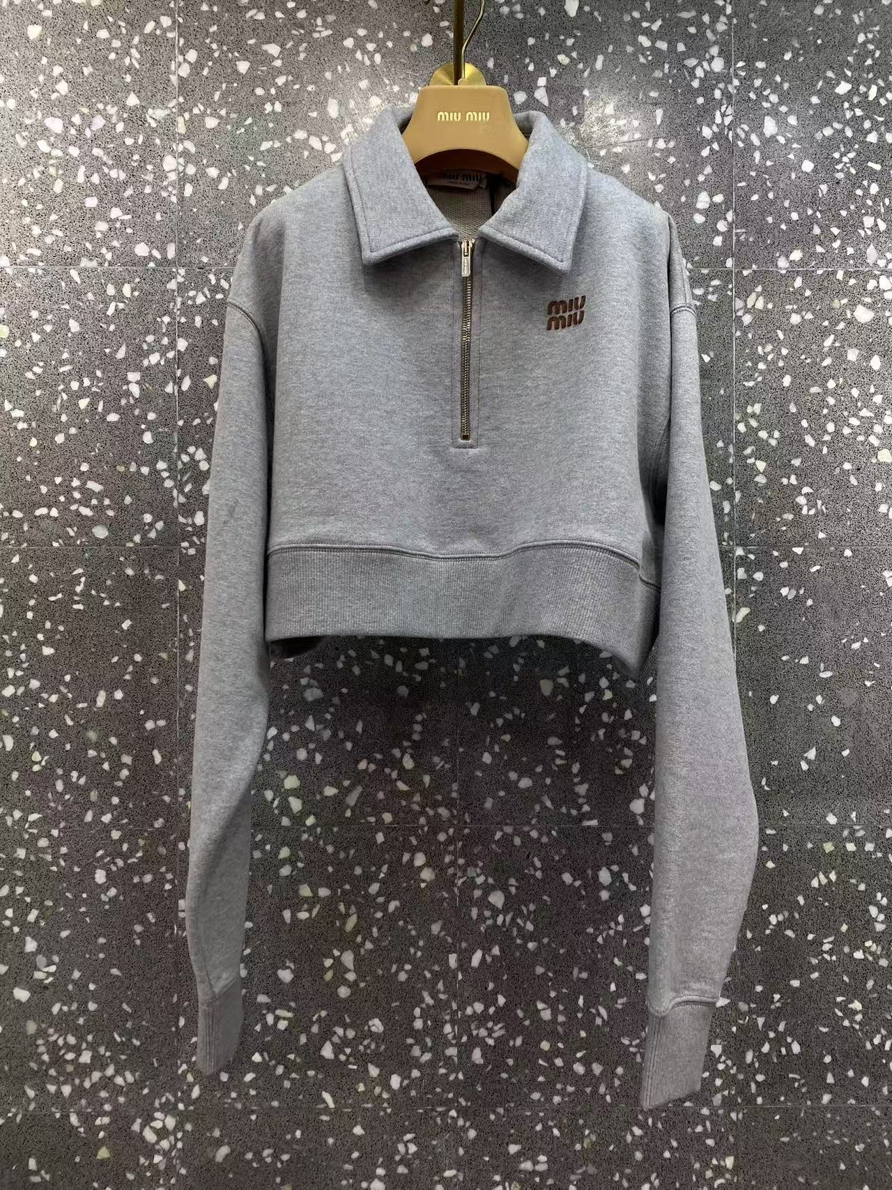 Miu Miu Long-sleeved Sweater In Gray