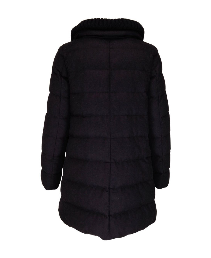 Herno Logo Long-sleeved Down Jacket In Black