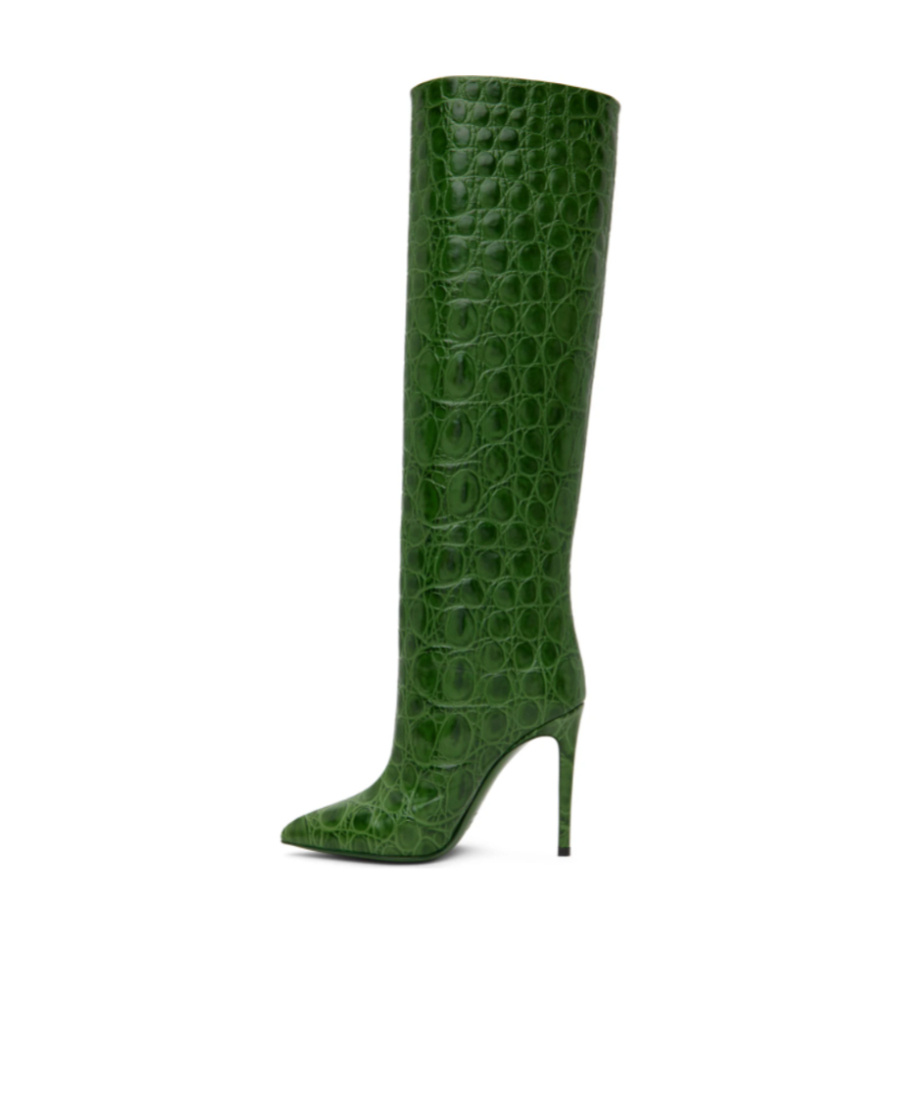 Paris Texas Croc-effect Leather Knee-high Boots In Green