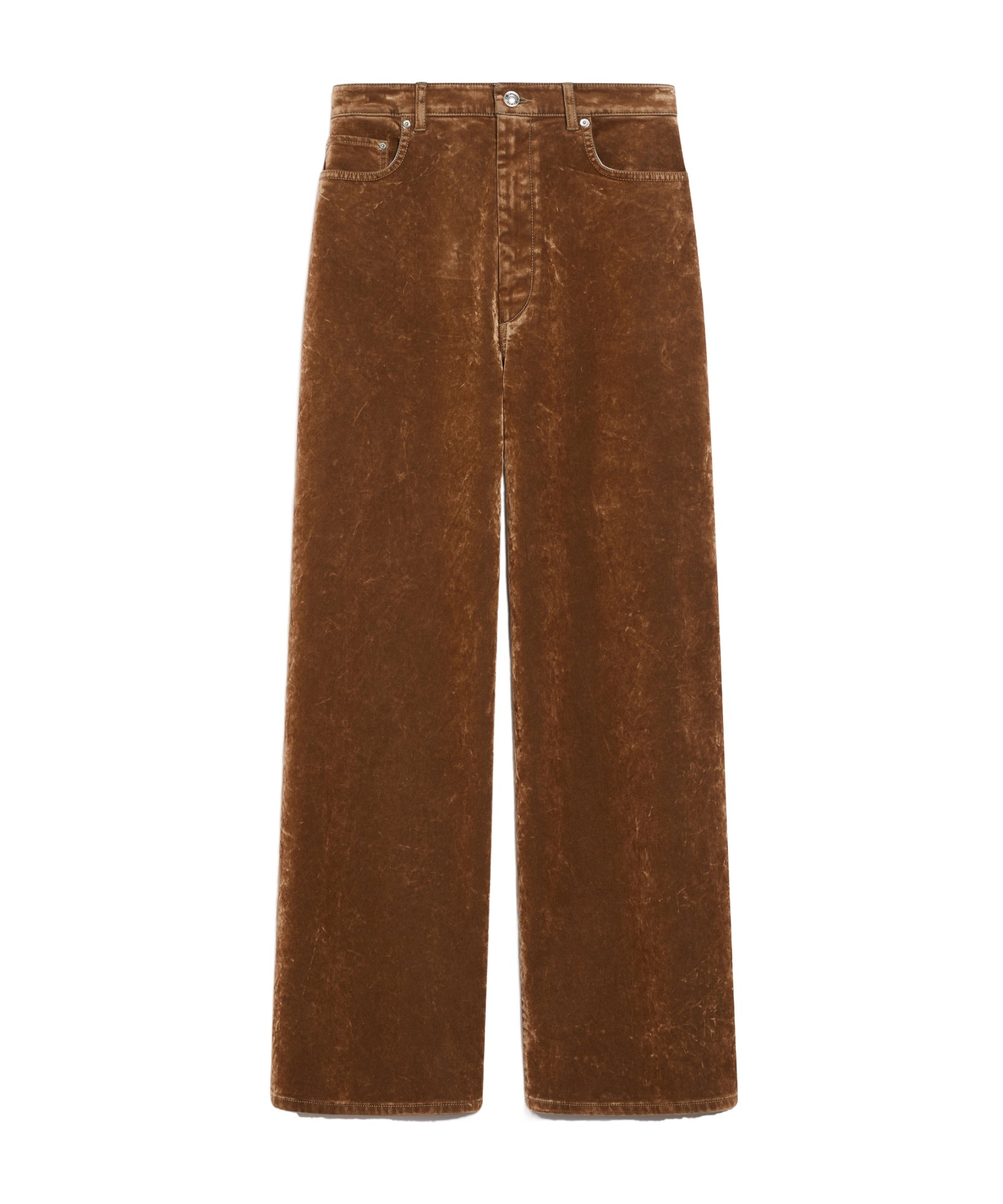 Sportmax Extra Large Flocked Denim Five-bag Pants In Brown