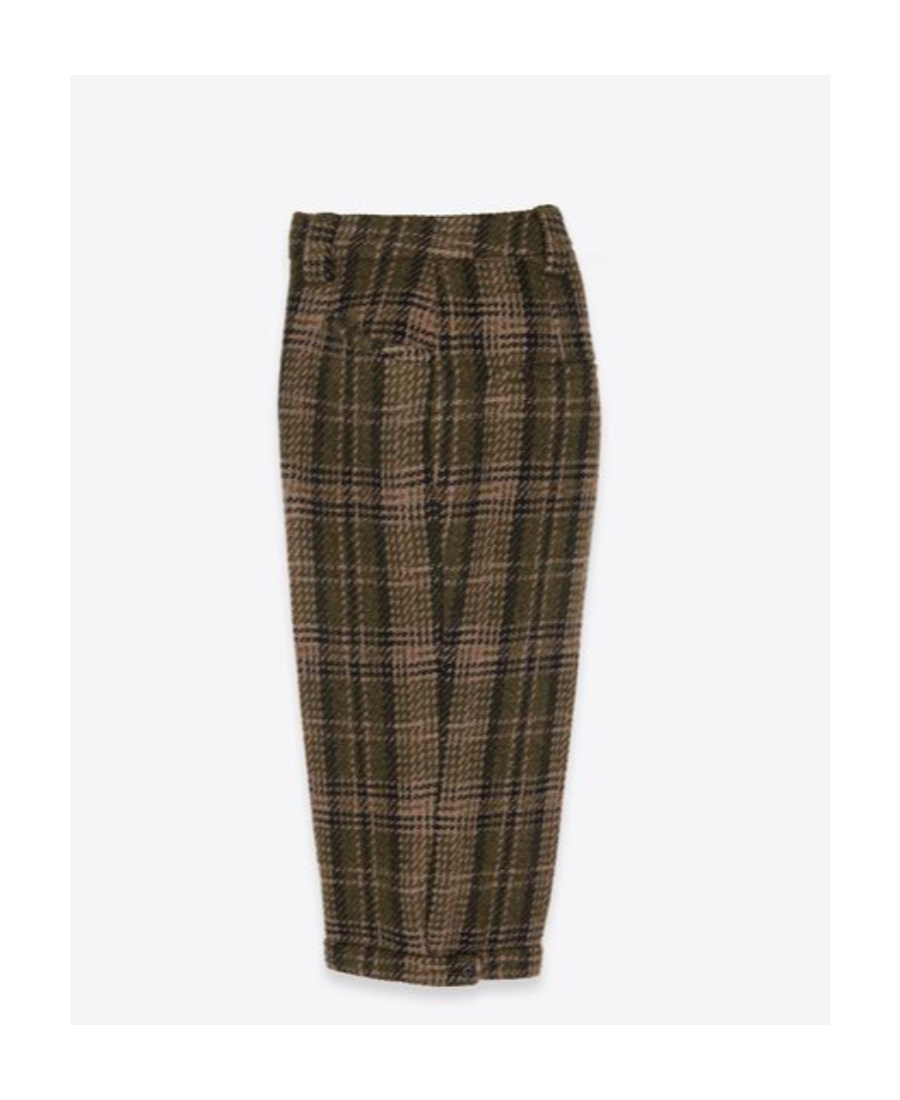 Saint Laurent Tweed Bermuda Cycling Shorts In Green