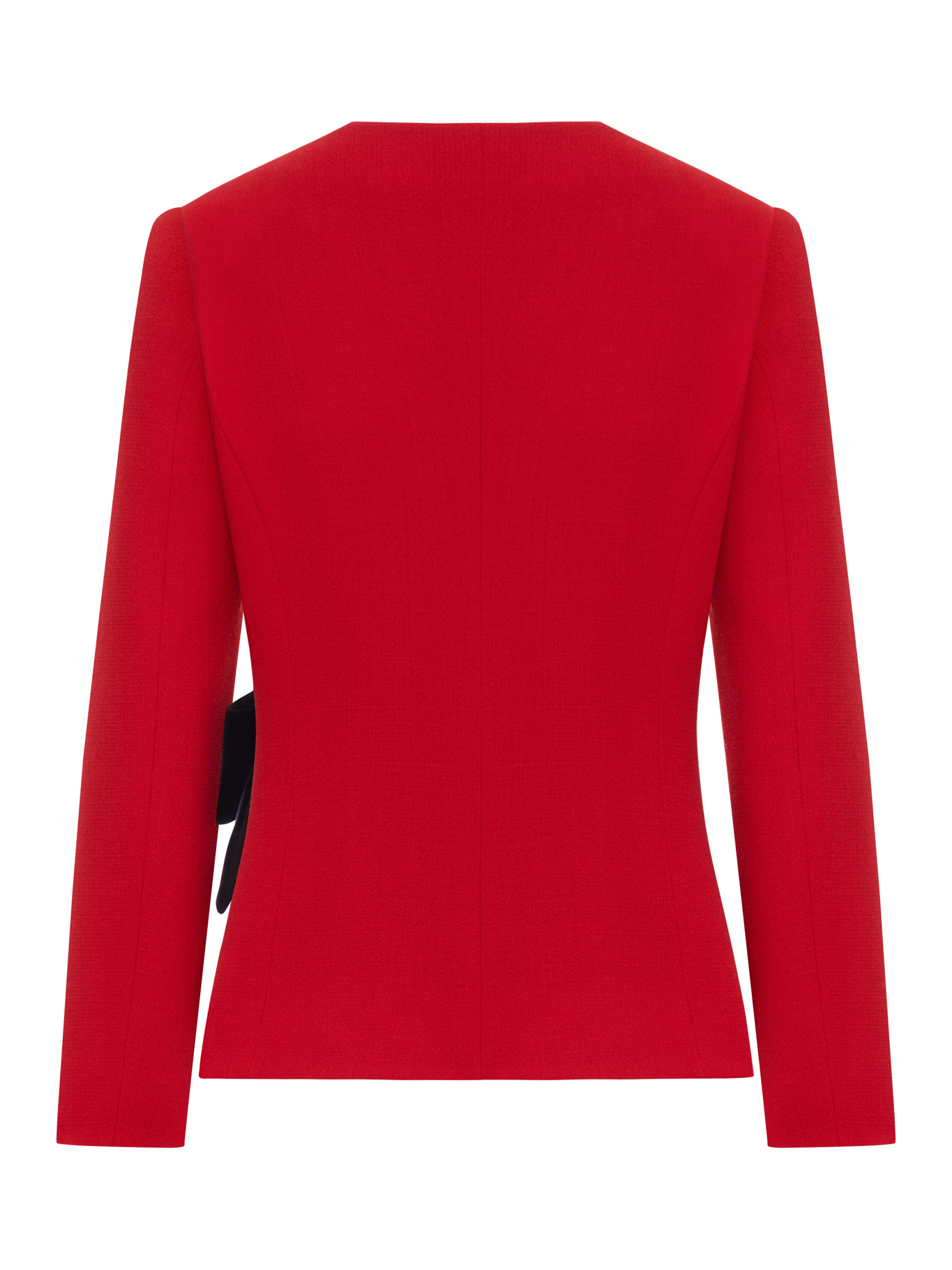 Valentino Bow-detailed Ruched Wool-crepe Wrap Jacket In Red
