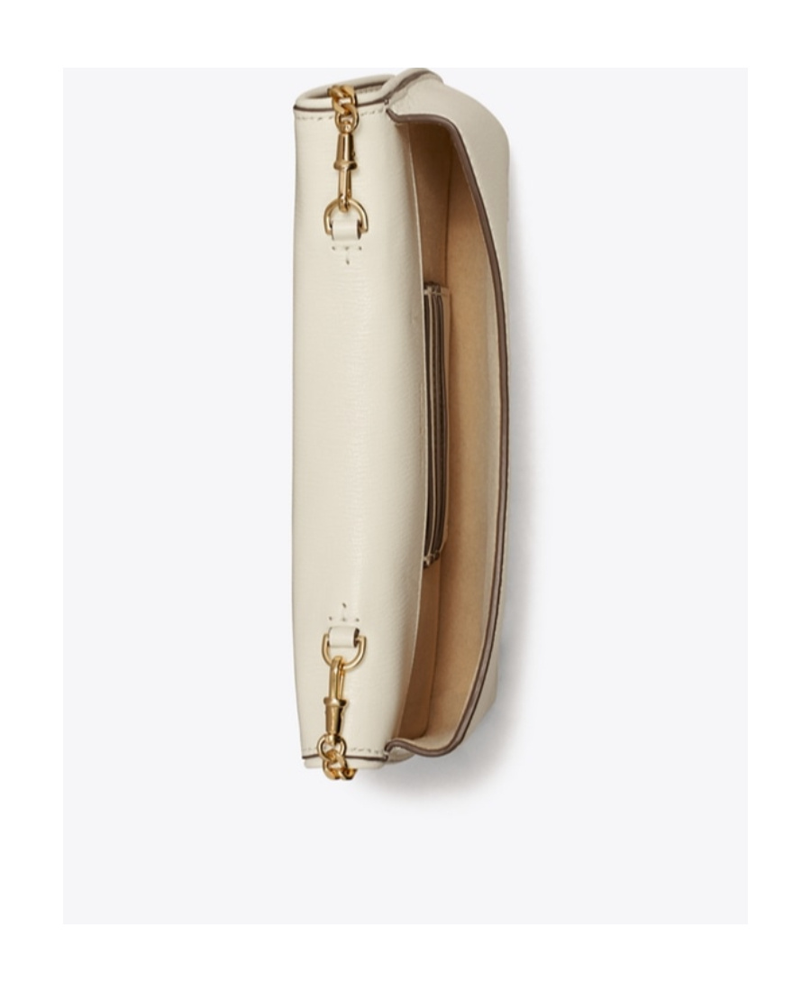 Tory Burch Reva Logo-plaque Clutch Bag In Nude