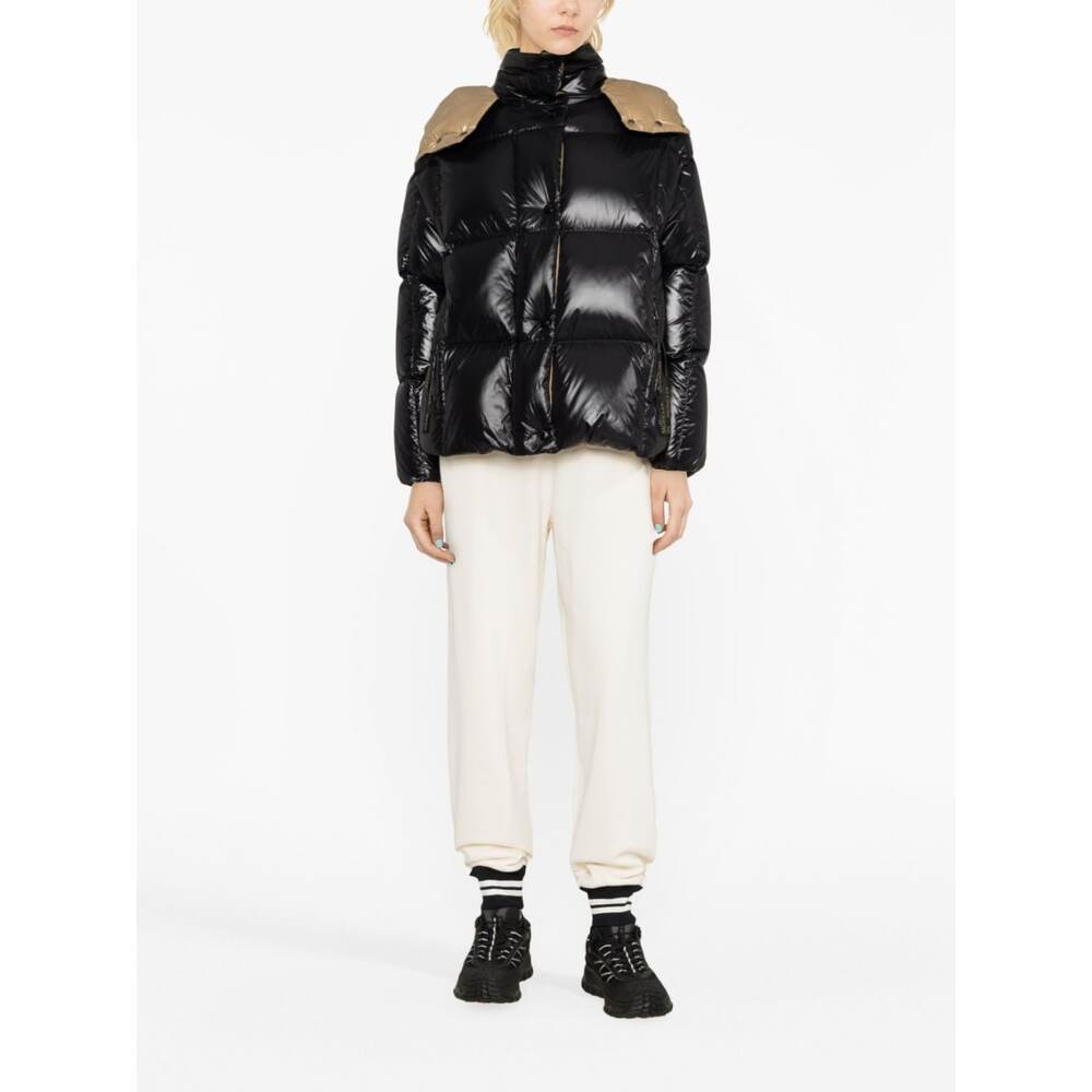 Moncler High-collar Long-sleeved Down Jacket In Black