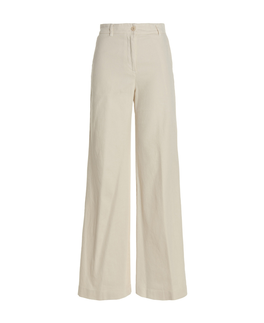 Nude High-waisted Stretch Cotton Wide Leg Jeans In White