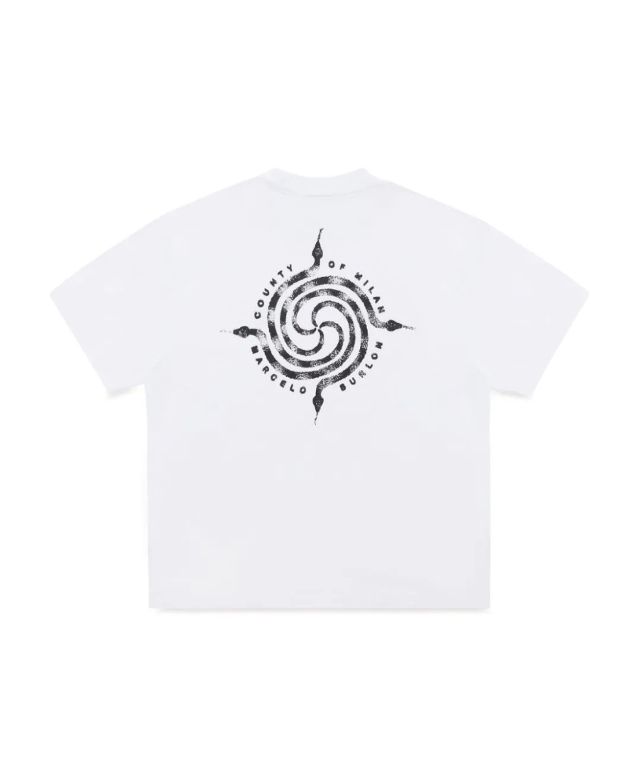 Marcelo Burlon County Of Milan 'vertigo Snake' White Cotton T-shirt In White