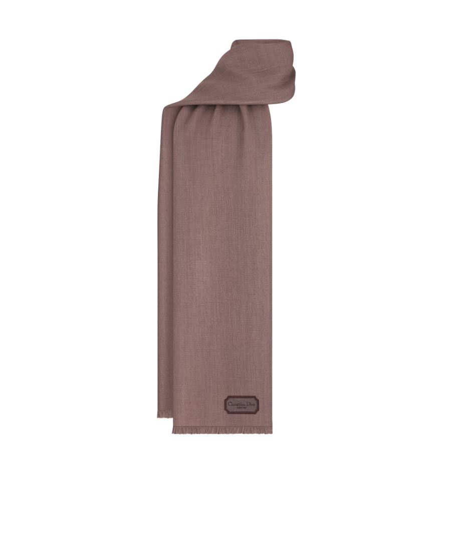 Dior Homme Logo Patch Fringed Scarf In Brown