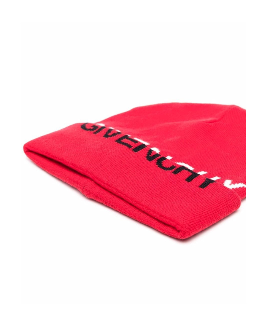 Givenchy Logo-print Knitted Beanie In Red