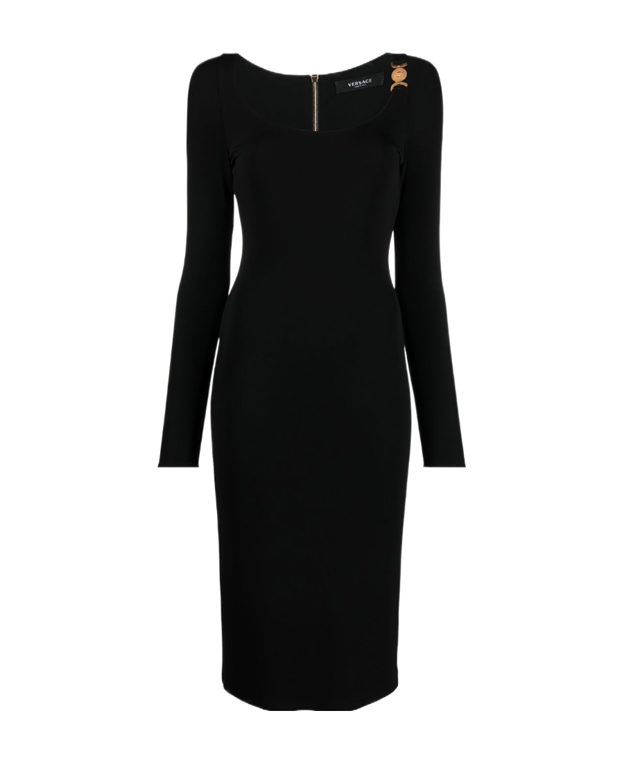 Versace Medusa Plaque Midi Dress In Black