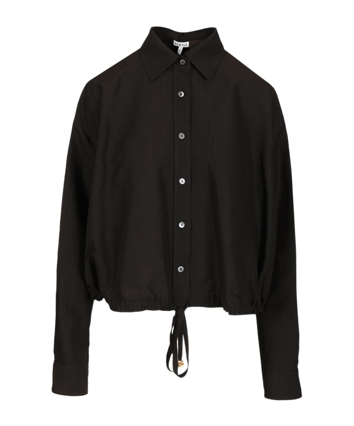 Loewe Drawstring Open-back Blouson Blouse In Black