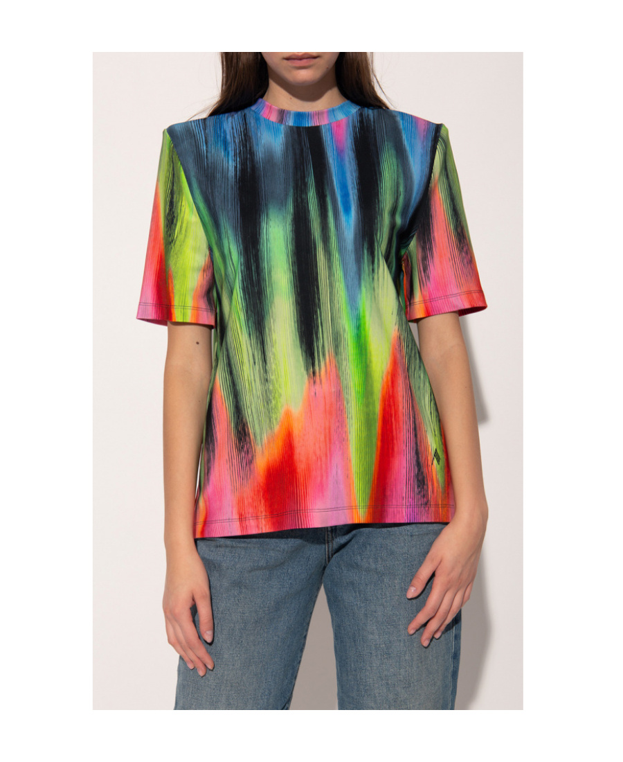 Attico Rainbow-print Short-sleeved T-shirt In Green