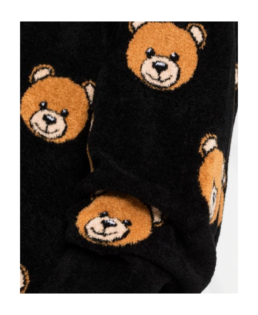 Moschino Black All Over Teddy Bear Cardigan In Black