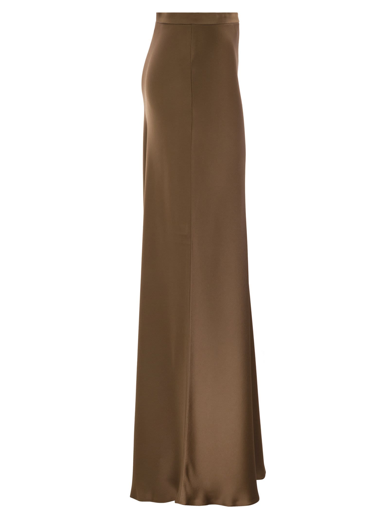 Max Mara Studio Satin Midi Skirt In Brown