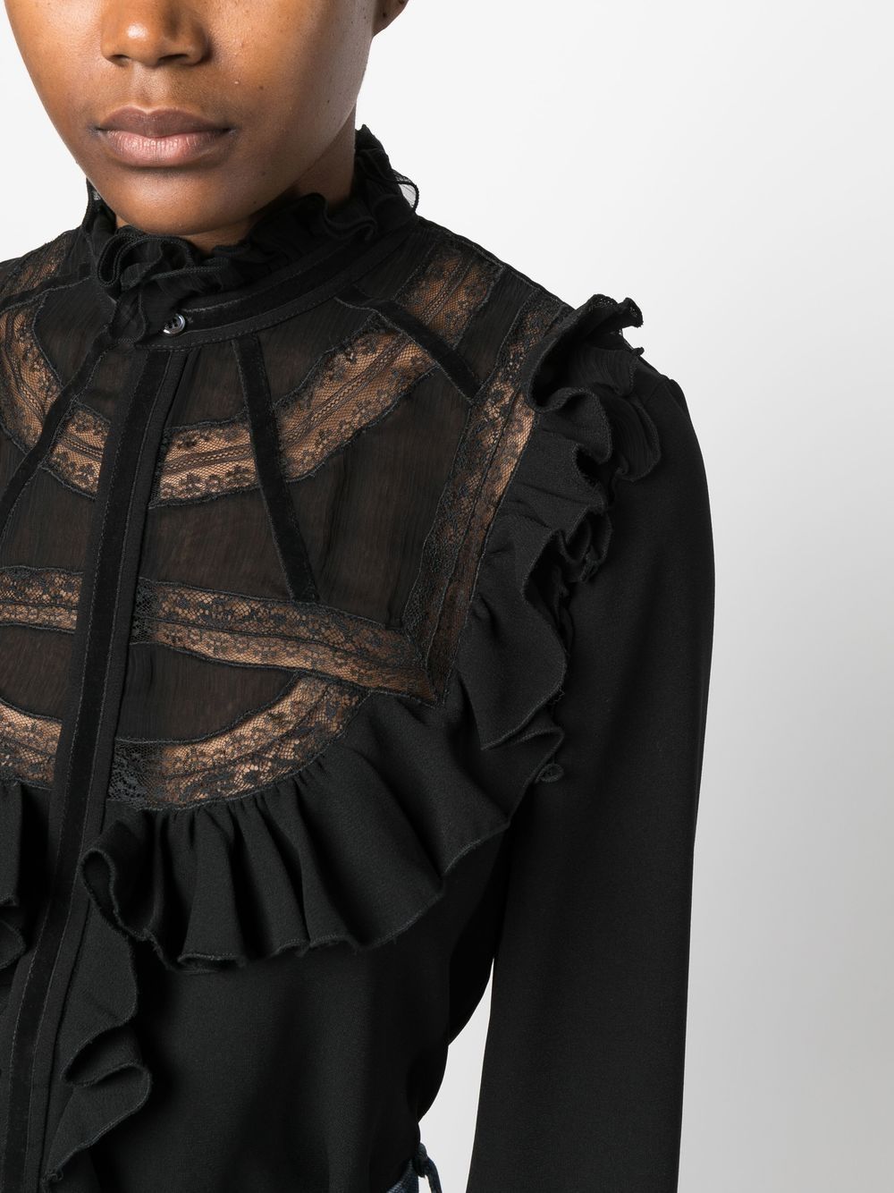 Dsquared2 Ruffled Long-sleeved Blouse In Black