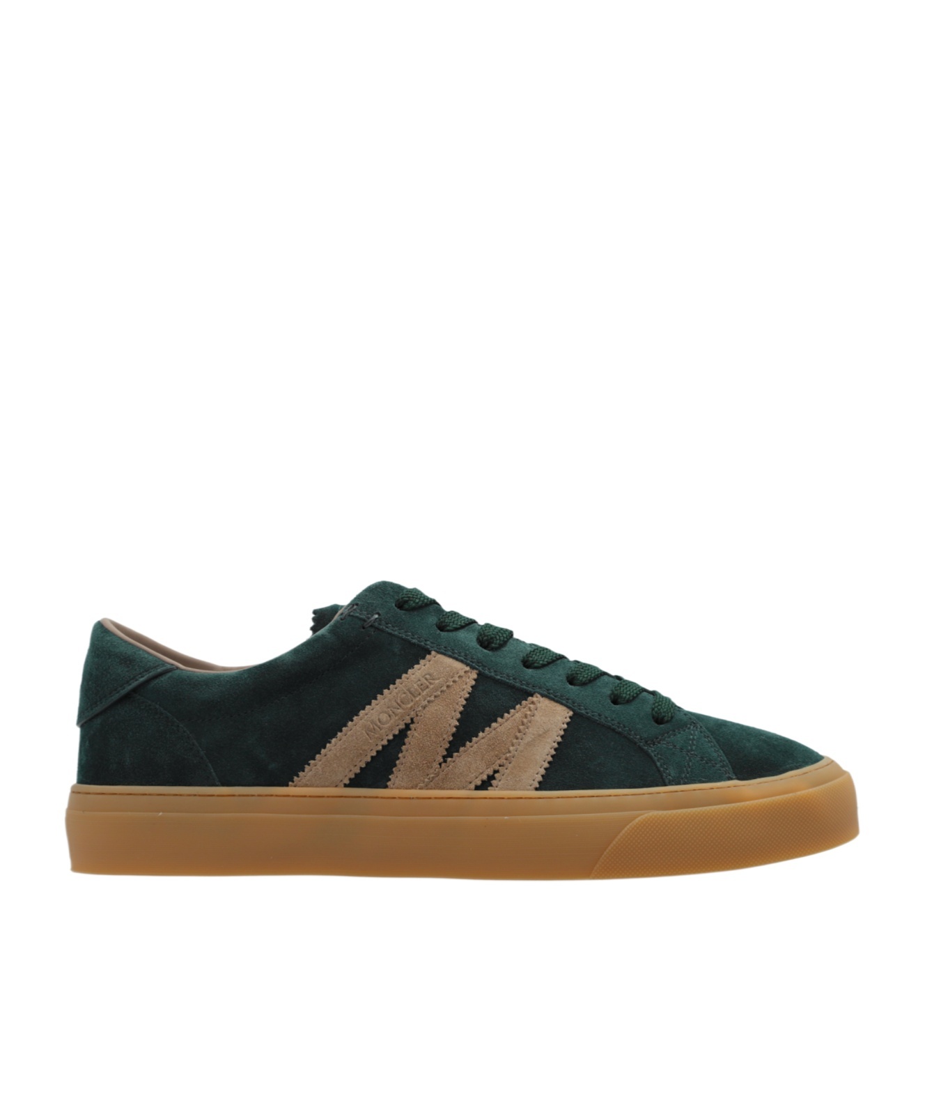 Moncler Suede Monaco Low-top Sneakers In Green