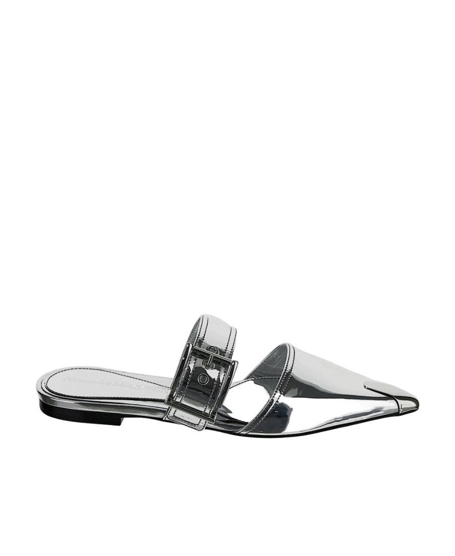 Alexander Mcqueen Punk Flat Leather Mules