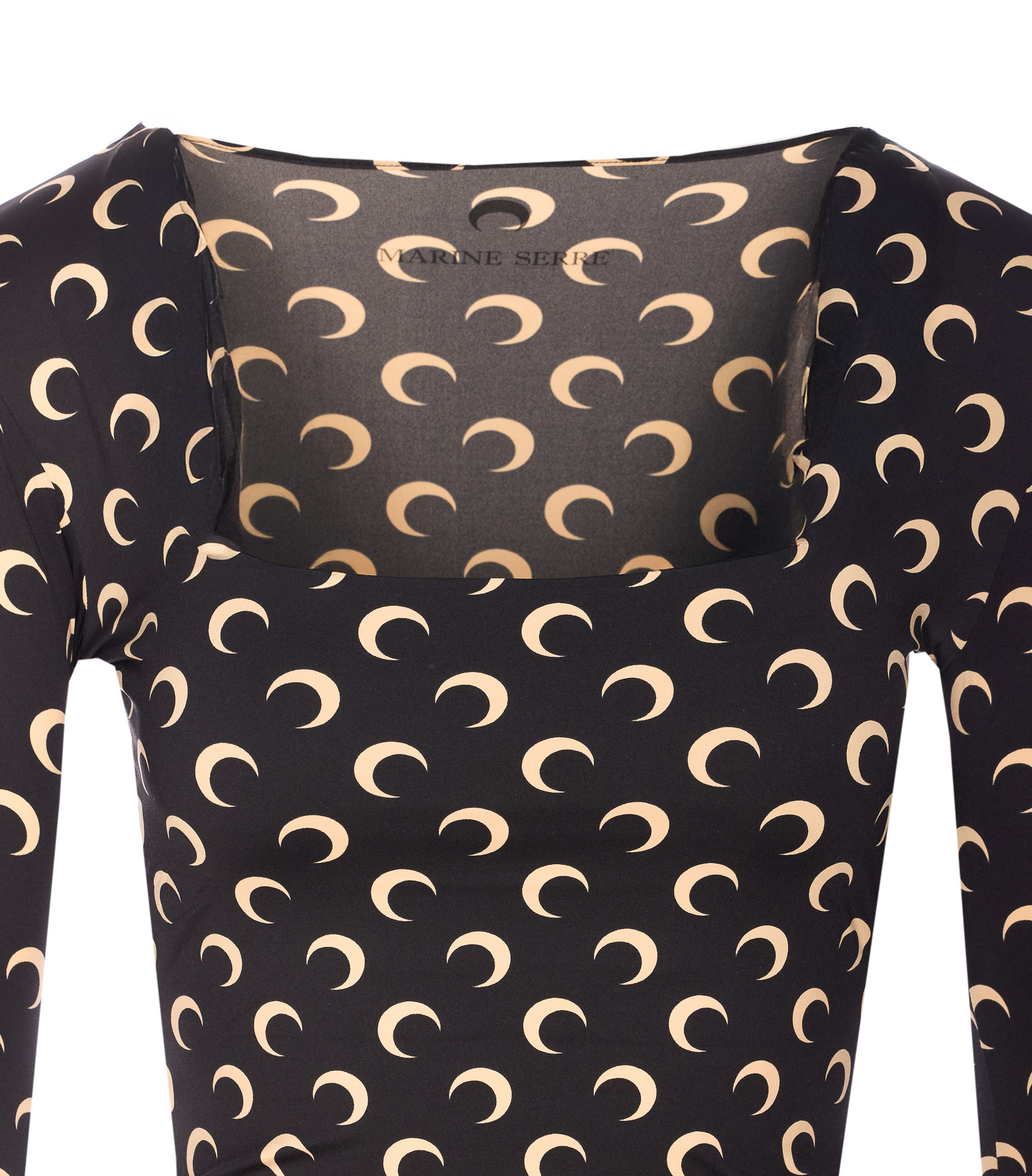 Marine Serre Women Moon Printed Long Sleeves Top In Black
