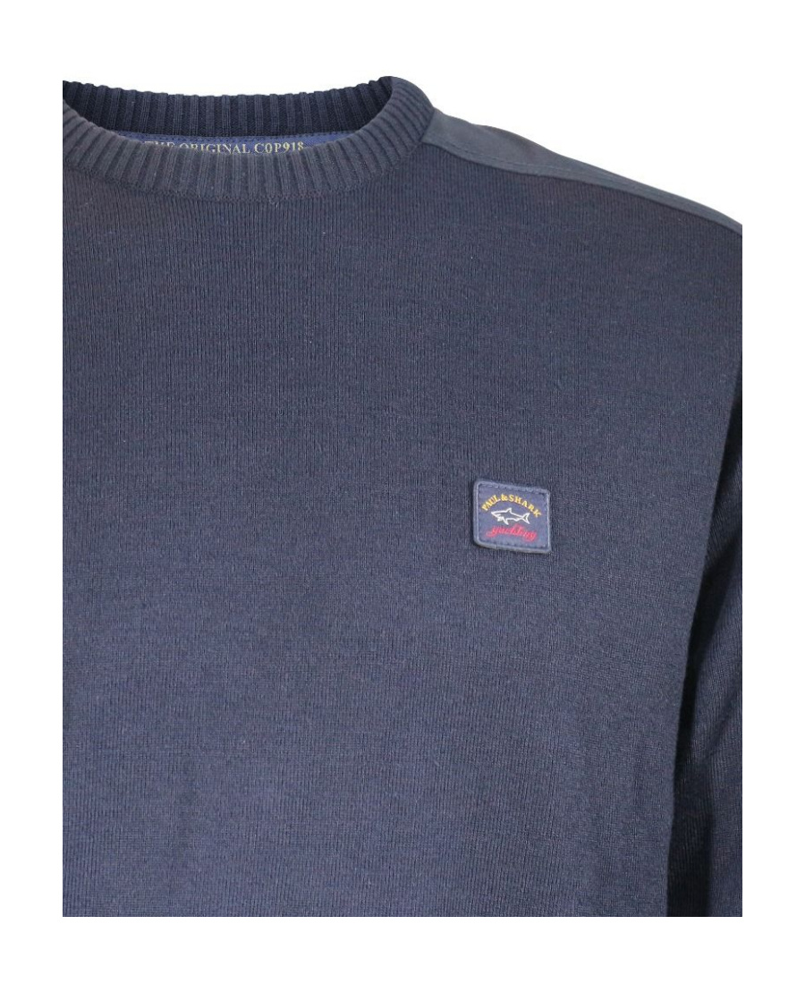 Paul & Shark Navy Blue Round-neck Logo Pullover In Black
