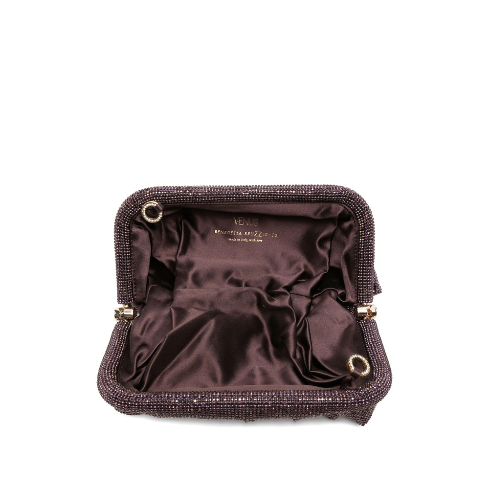 Benedetta Bruzziches Embellished Fabric Large Venus Clutch In Black