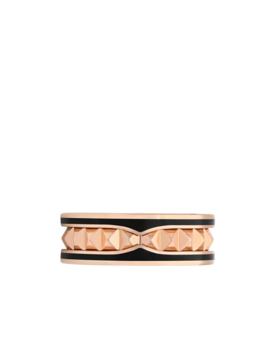 Bvlgari Rose Gold And Ceramic Rings In Yellow
