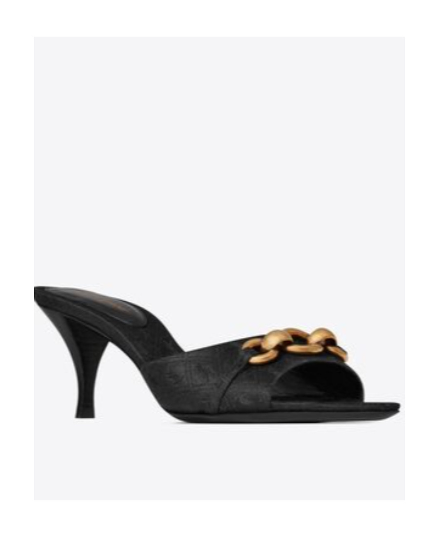 Saint Laurent Le Maillon 60 Leather Mules In Black