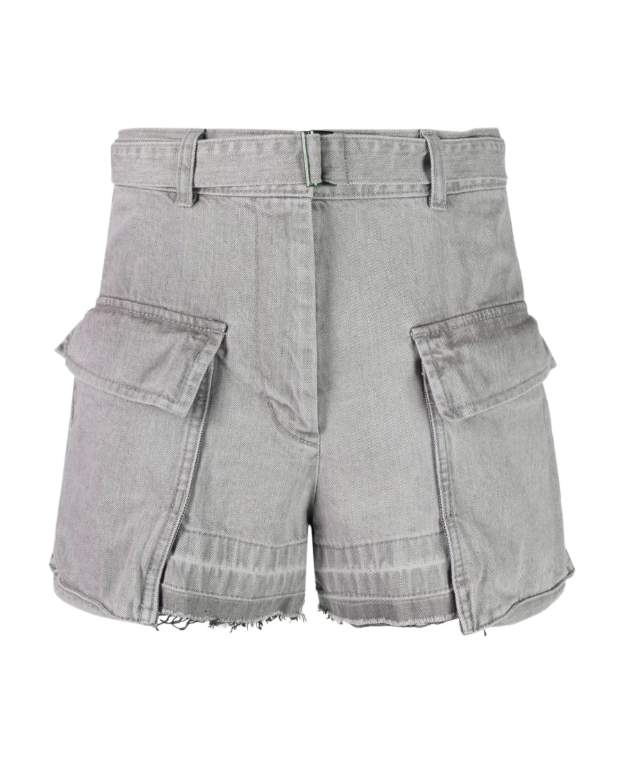 Sacai Belted-waist High-waisted Shorts In Gray